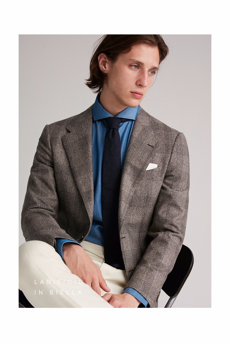 fullmonty春秋西服男士亲王格单件商务轻正装单西修身上衣西装外套