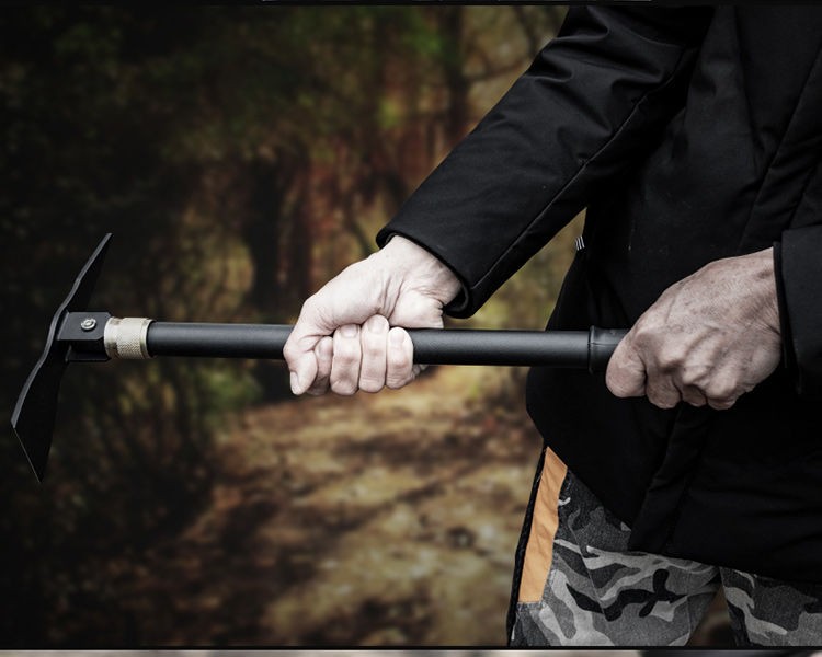 锰钢镐头多功能折叠小洋镐户外折叠十字镐刨石头挖玉赶海镐头金刚黑