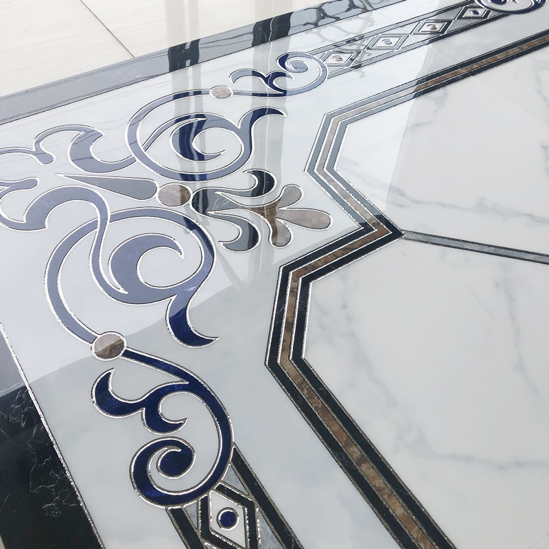 欧式客厅拼花地砖800x800走廊过道拼花无限拼简约瓷砖拼图抛晶砖 3.