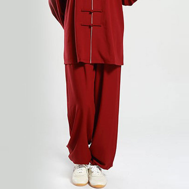 弹力棉麻太极裤子春秋冬季男女太极服武术练功太极拳灯笼裤 灰色 高端