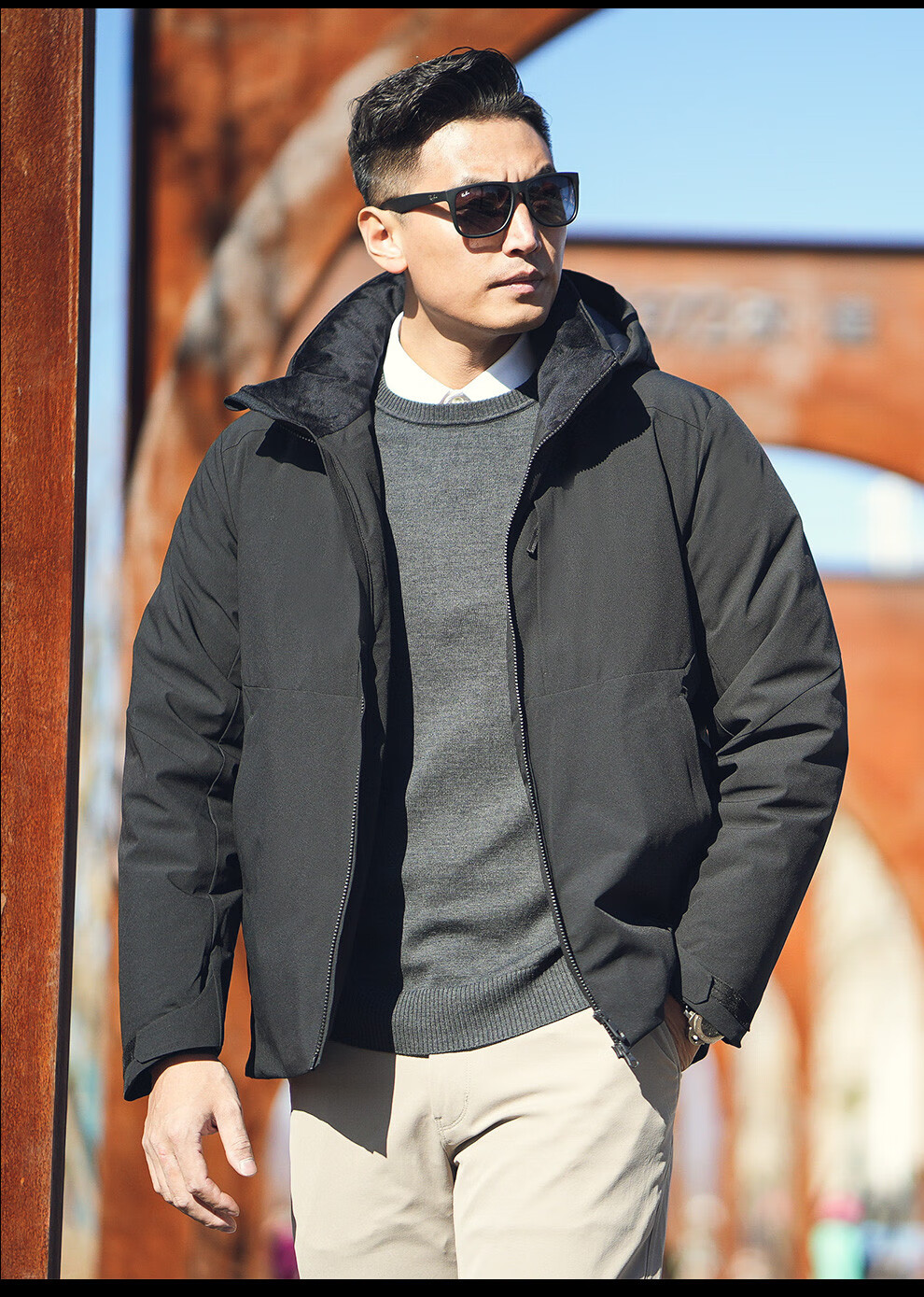 新品龙牙隐炽夹克羽绒服800蓬鹅绒男士保暖防寒羽绒外套 钛钢灰 s