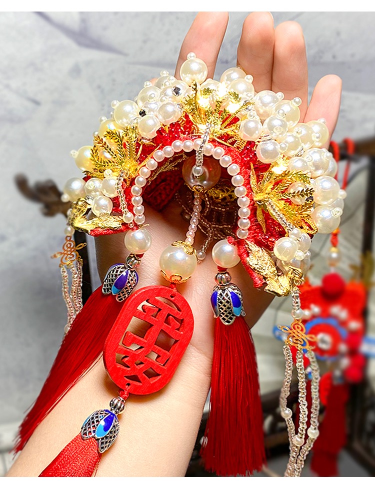 流彗【抖音同款】沐小北的礼物馆diy凤冠状元帽七夕情人节婚礼季挂件