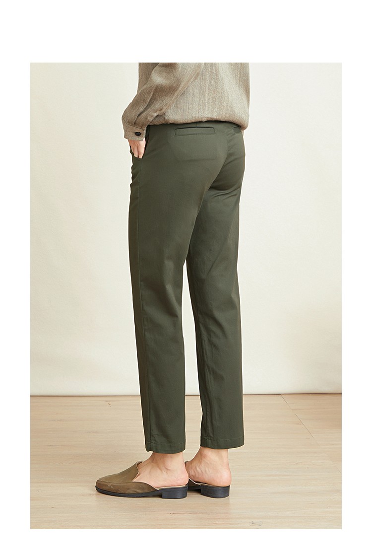 qtu原创设计女装微弹棉质小直筒裤女春秋新修身显瘦九分裤子k2987深灰