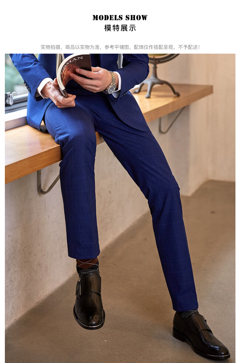 jdv男装春季商务正装格子西裤长裤男裤spf8017blu蓝色17080c