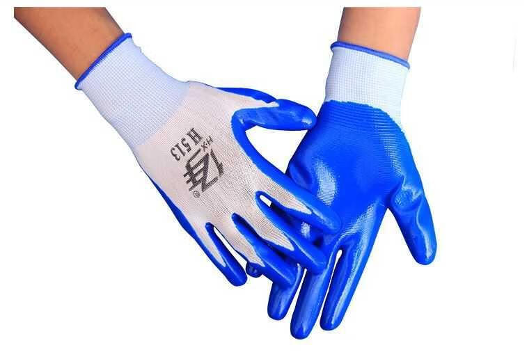 亿手塑胶挂胶耐磨手套 工作浸胶丁晴手套 劳保胶皮防割防滑 亿手蓝色