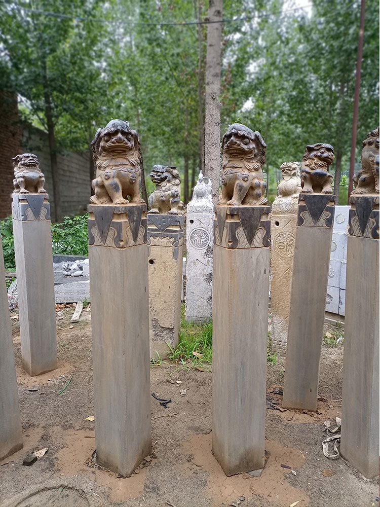 青石雕拴马桩石狮子貔貅麒麟吸水四神兽栓柱仿古做旧摆件庭院定制青石