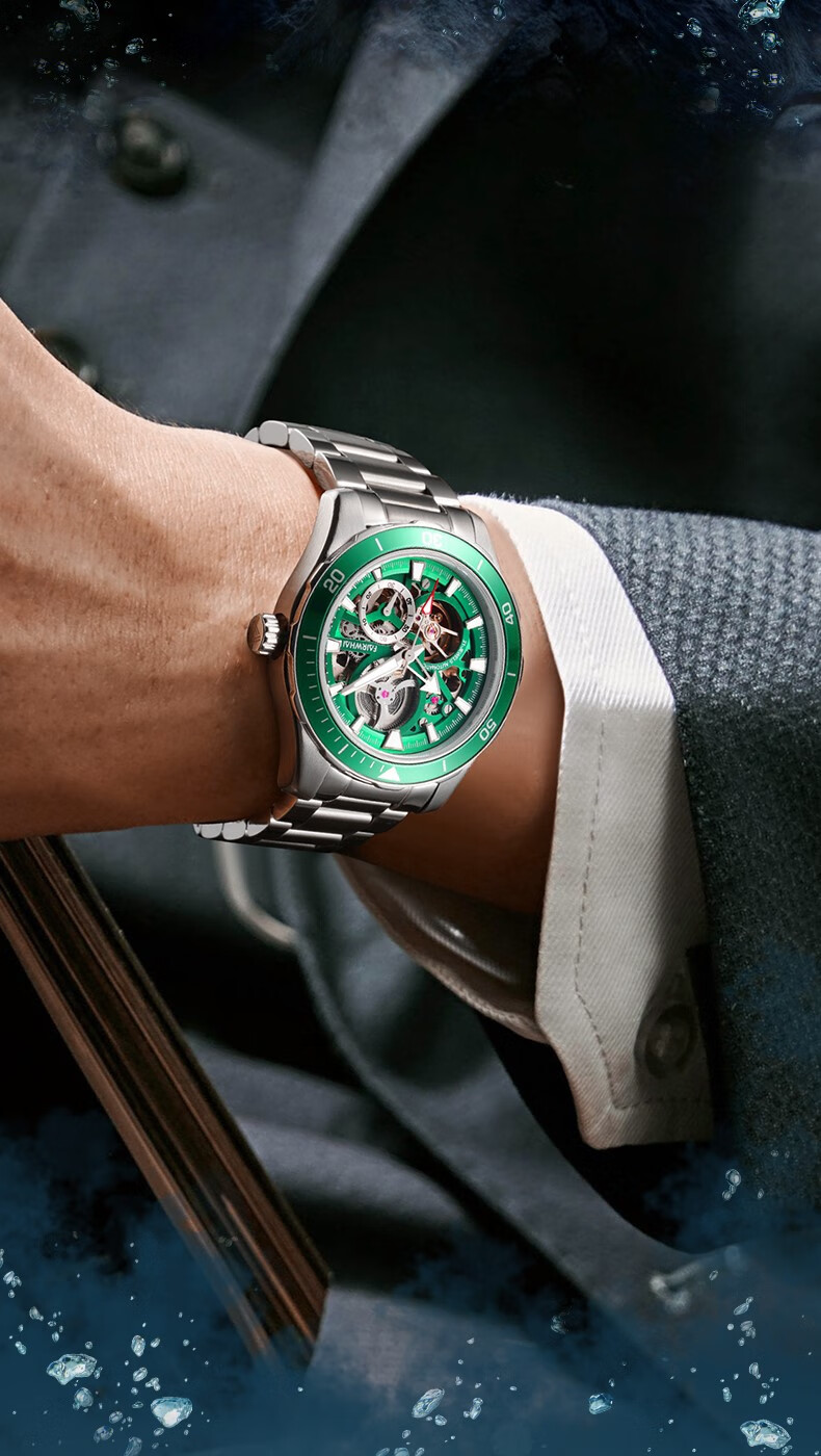 马克华菲(fairwhale) 马克华菲手表男2022新款水鬼绿全自动防水机械