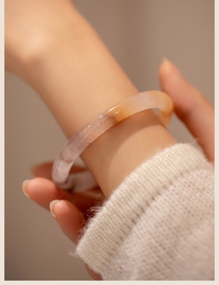 美朗格 金丝玉紫罗兰圆条手镯新疆玉手镯女玉镯子叮当镯细圆条 适合手