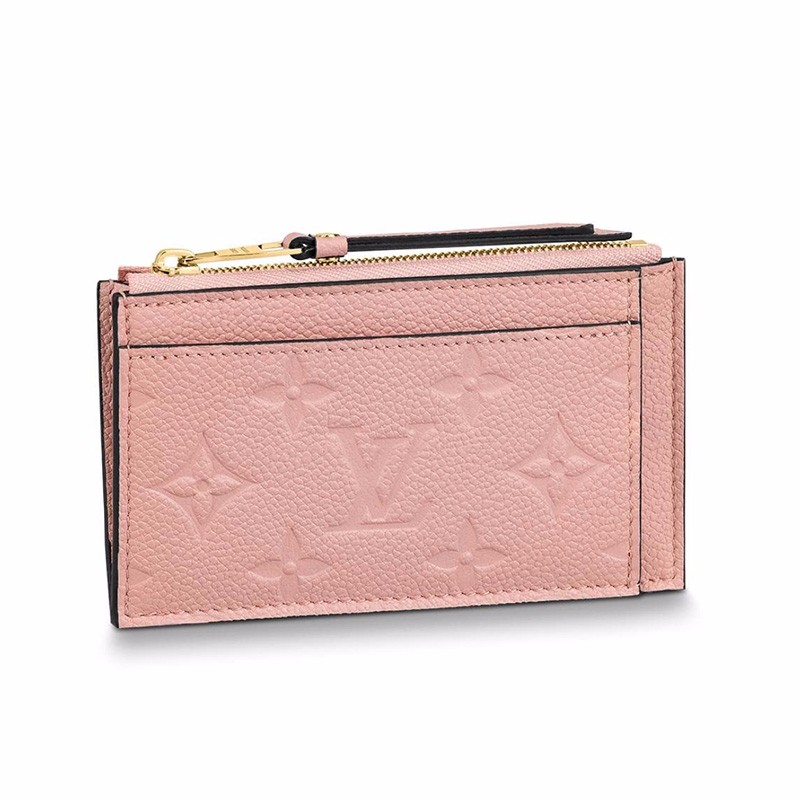 路易威登lv女包老花压纹牛皮拉链卡包卡夹 m67853粉色代购【图片 价格