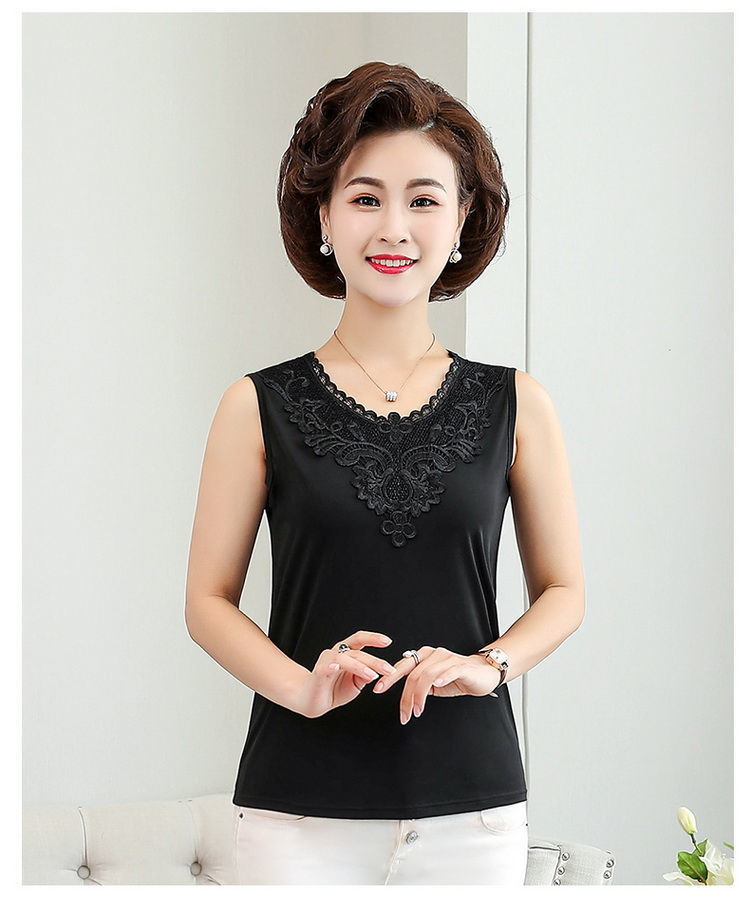 【女士夏季吊带背心】中年女吊带背心女士汗衫老人夏季打底无袖冰丝恤
