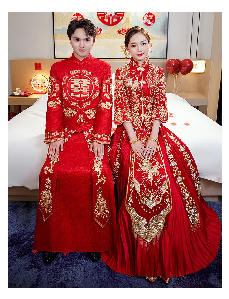 【中式婚礼男女秀禾服】秀禾服新娘2022新款情侣套装中式嫁衣结婚龙凤