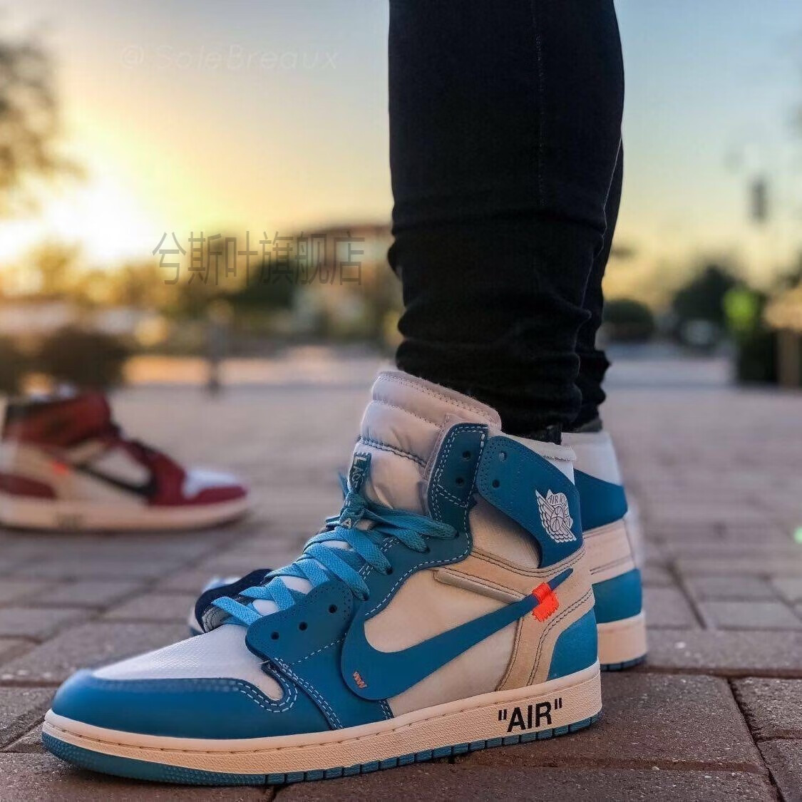 【官方旗舰店】真头层 off-white联名aj1北卡蓝欧洲限定 芝加哥ow情侣