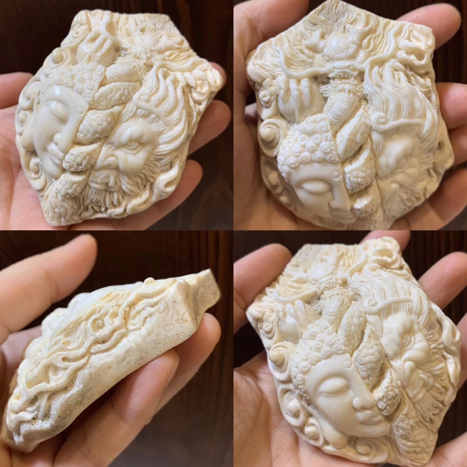 追属 三界牌公母鹿头骨 鹿骨头三界牌子 沁血鹿头骨 雕刻三界产地铁岭