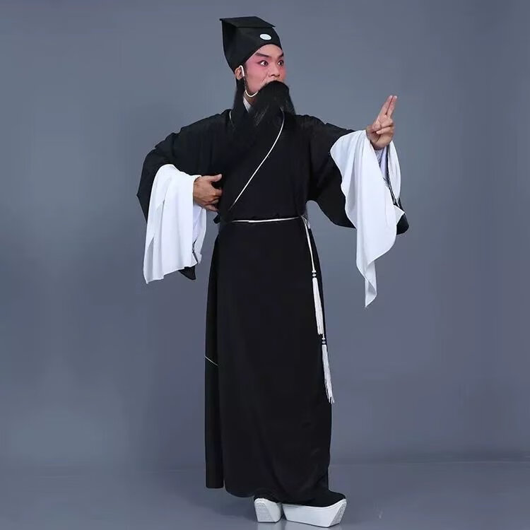 道袍汉服京剧戏曲服装素道袍 素老生褶子 古装书生素小生衣穷老头戏服