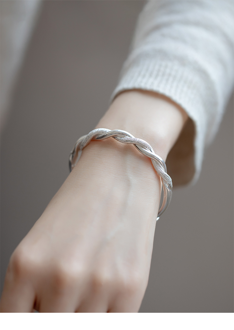 足银手镯女9999年轻款花丝银镯子实心古风银饰母节礼物送妈妈999足银