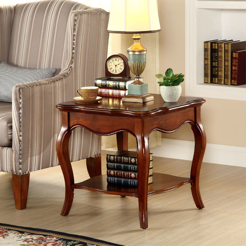 美式边几客厅沙发角柜方几实木小茶几桌正方形欧式轻奢角几小方桌 t21