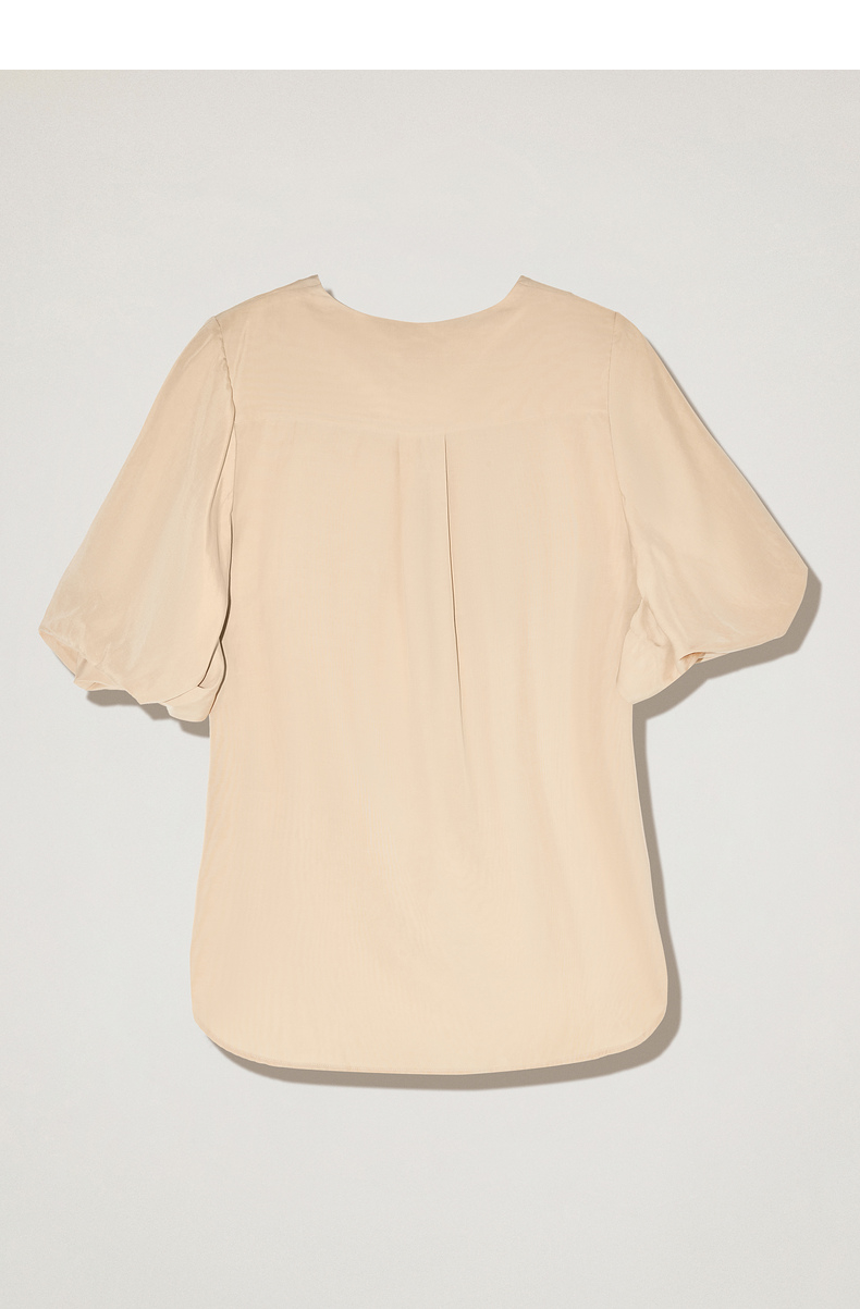 恩裳cover夏季2022新款时尚轻薄天丝麻混纺面料立体裁剪透气衬衫绿色