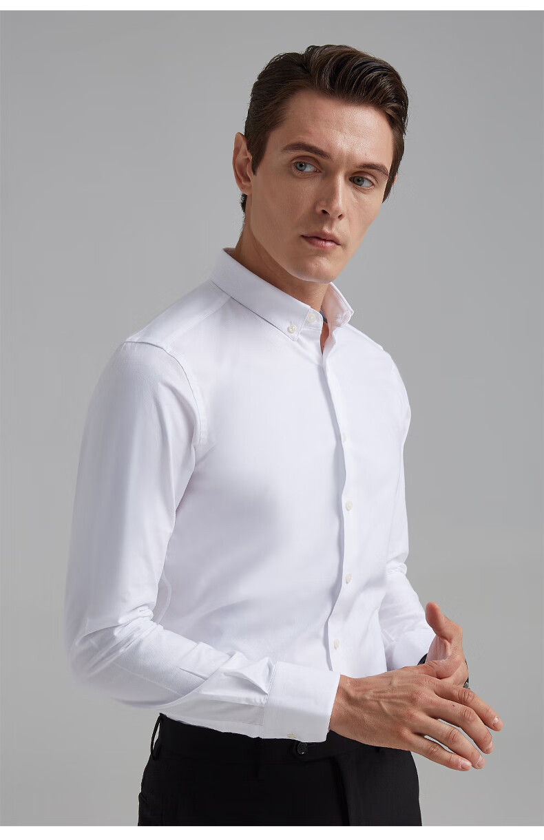 培罗蒙baromon衬衫男商务休闲衬衣男白衬衫男装秋季衣服青年男士长袖