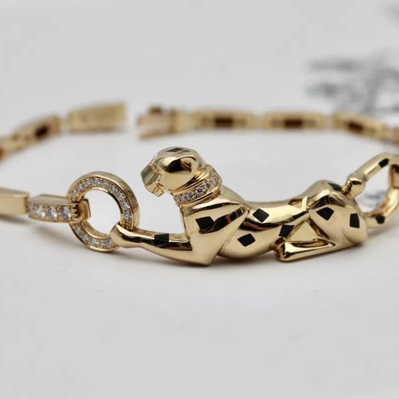 【二手95新】cartier 卡地亚 豹子钻石玫瑰金手链 链子可拆解
