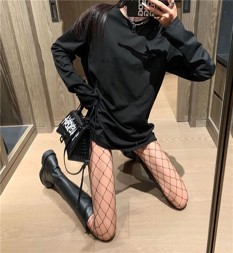 渔网袜鱼网丝袜黑丝性感网红美女春夏季女士性感大小网格长款女暴击袜