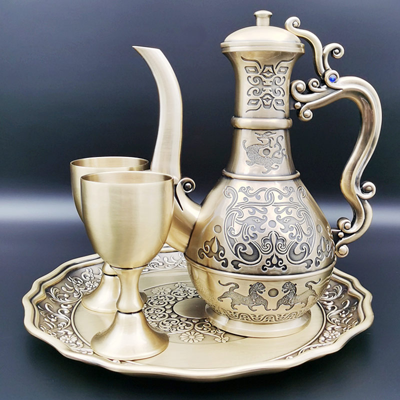 俄罗斯复古酒杯 纯铜青铜酒杯酒具套装俄罗斯创意家居摆件复古金属酒