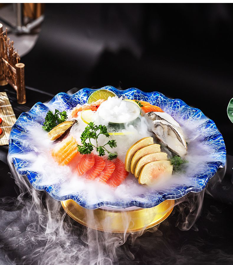 刺身拼盘子 刺身盘高端冰盘大鱼生海鲜盘酒店自助餐刺身盘冰盘大干冰