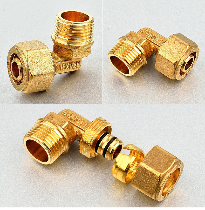 turlee特立1216管铝塑管配三通直通弯头内外丝等径直接三通4分12164分