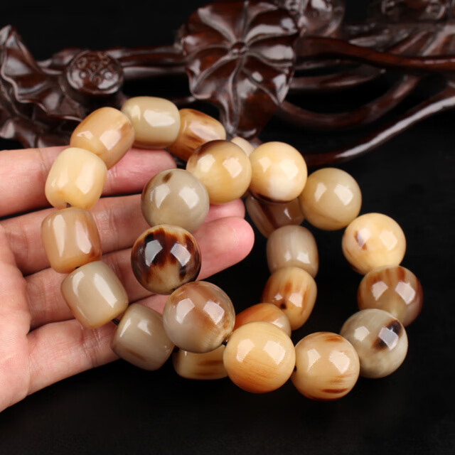 牧韵牛角手串佛珠文玩男女通用园珠18mm13颗