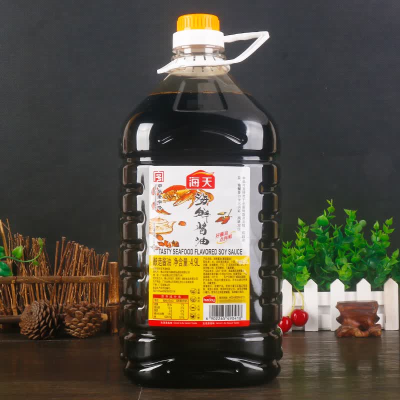 9l商用大桶火锅烧烤蘸料凉拌佐餐酿造酱油 海天海鲜酱油4.