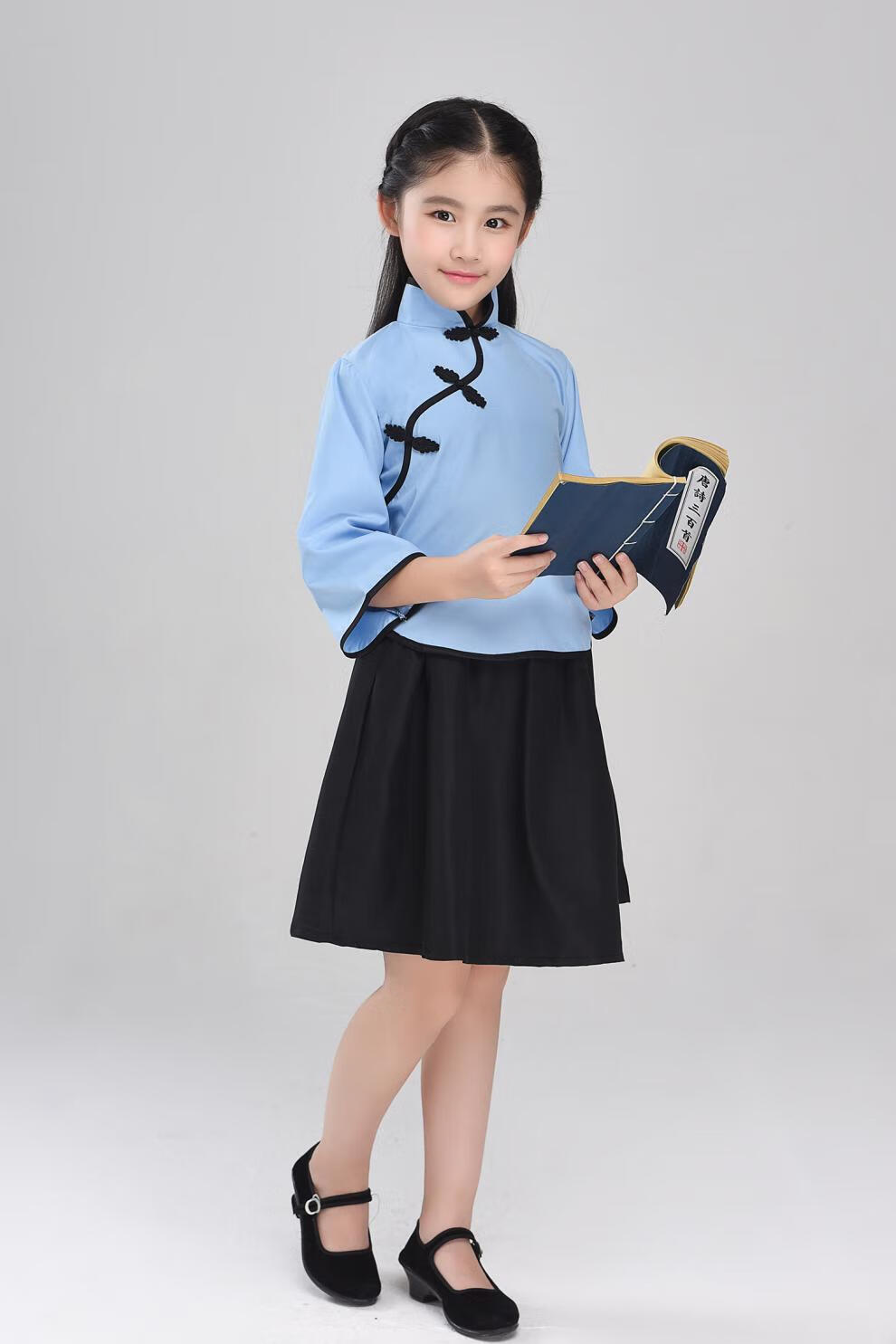 轩予民国风学生装儿童中式唐装中国风中山装男女合唱服装国学朗诵演出