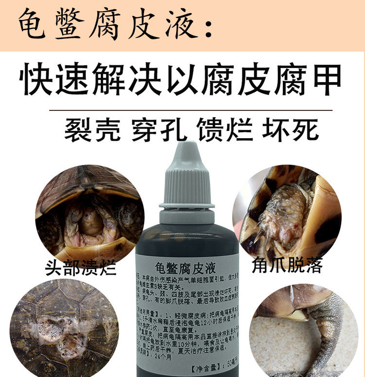 小乌龟腐皮烂甲治疗乌龟药腐甲病药烂脚指预防四肢溃烂裂壳穿孔 龟鳖