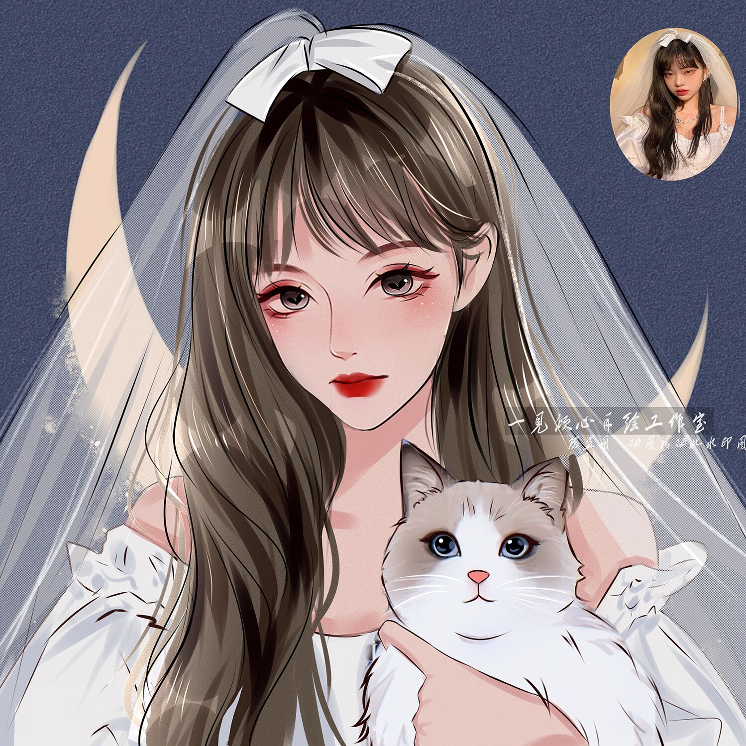 达趣格 水彩情侣手绘头像定制真人照片画头像漫画微信头像画师约稿