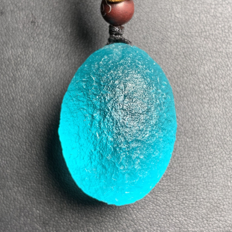 俄罗斯蓝陨石原石diy吊坠疗愈灵性宇宙能量石消忧郁玻璃陨石中