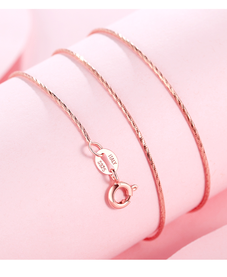 诚德轩925银锁骨链18k金无吊坠玫瑰金项链女彩金项链彩银链子 白金色