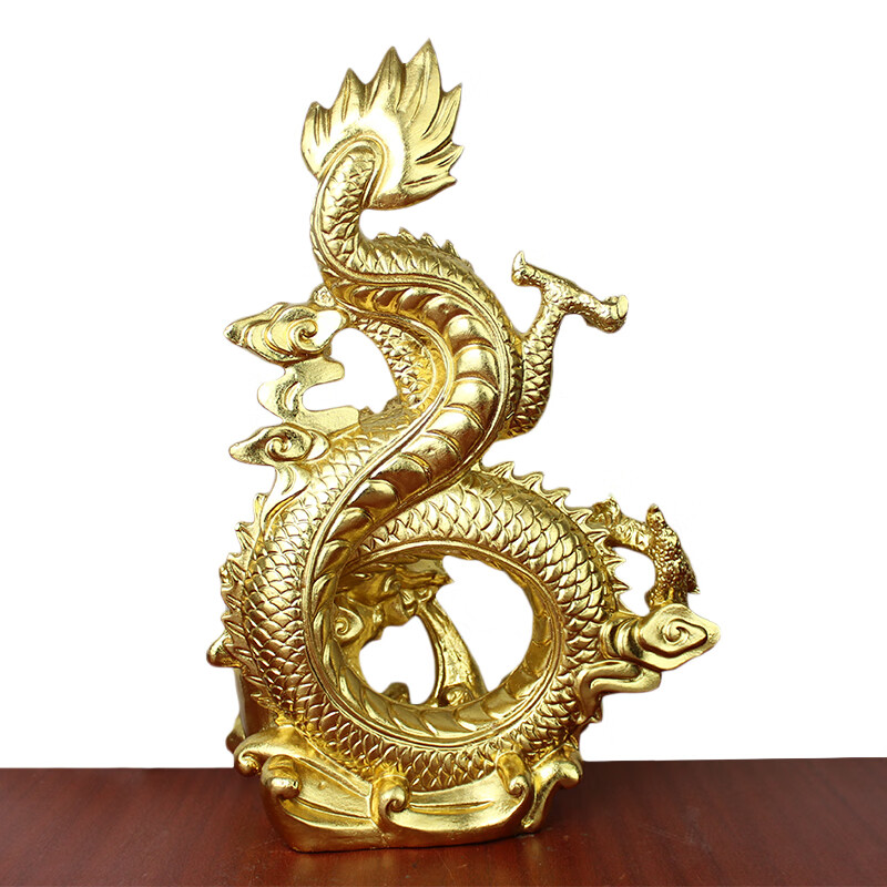 宇卓铜器纯铜黄铜龙吐水龙生肖龙立龙家居装饰工艺品摆件 预售贴金吐