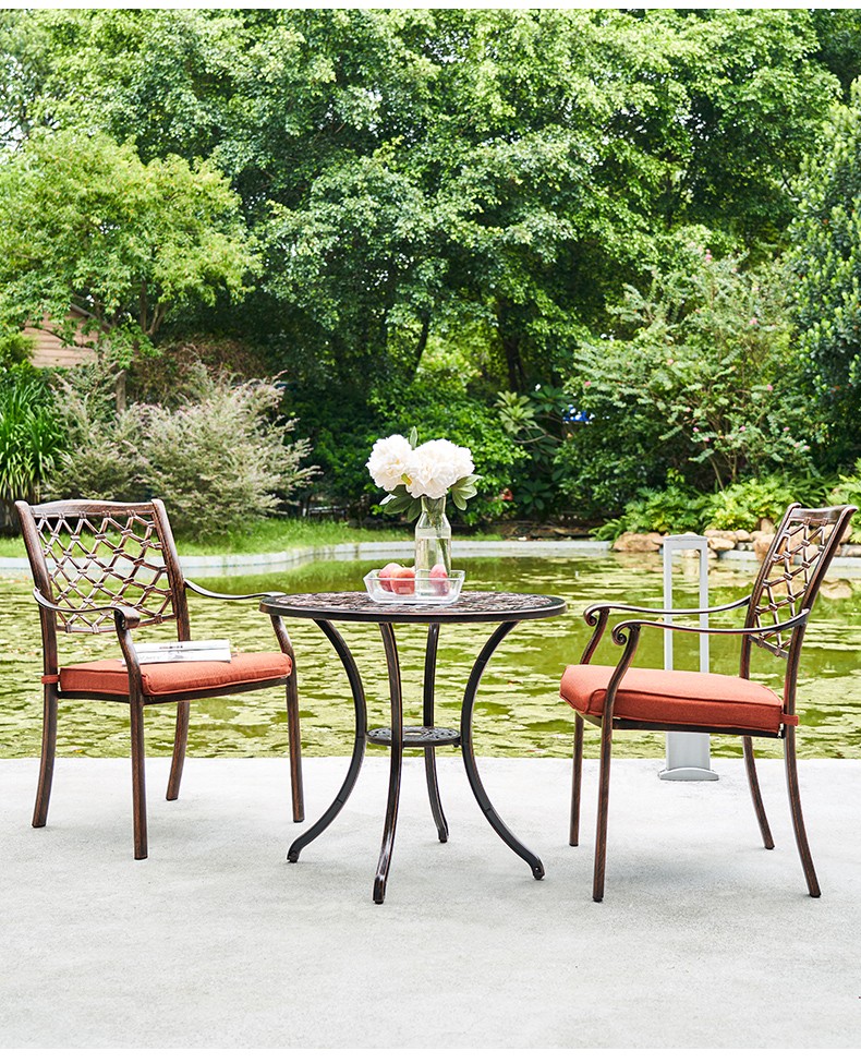 世典户外桌椅阳台露台椅子花园庭院椅子组合单张餐椅闪粉黑含坐垫