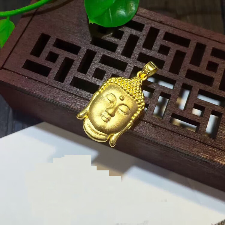 老鳯祥云同款3d硬金黄金双面佛头吊坠999足金 经典女款佛挂件 吊坠