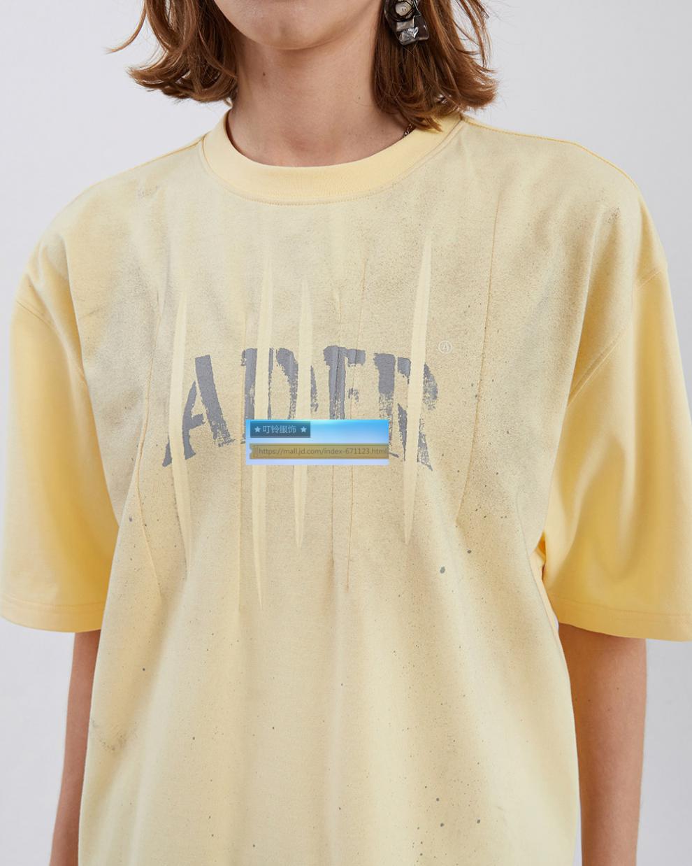 联名ae ader error泼墨油漆脏脏t恤情侣男女个性涂鸦渐变 白色 a1
