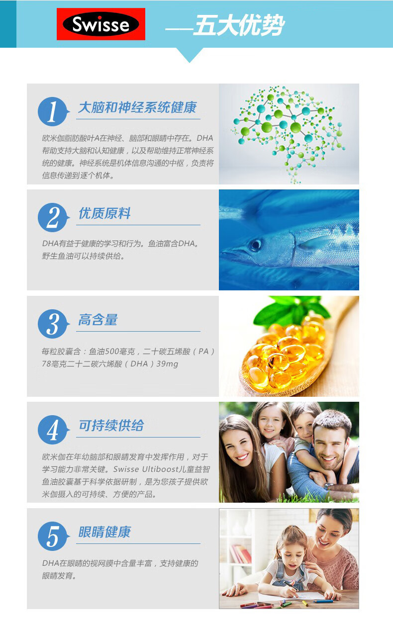 澳洲进口 swisse 儿童 深海鱼油咀嚼胶囊 90粒 助力眼脑发育 图2