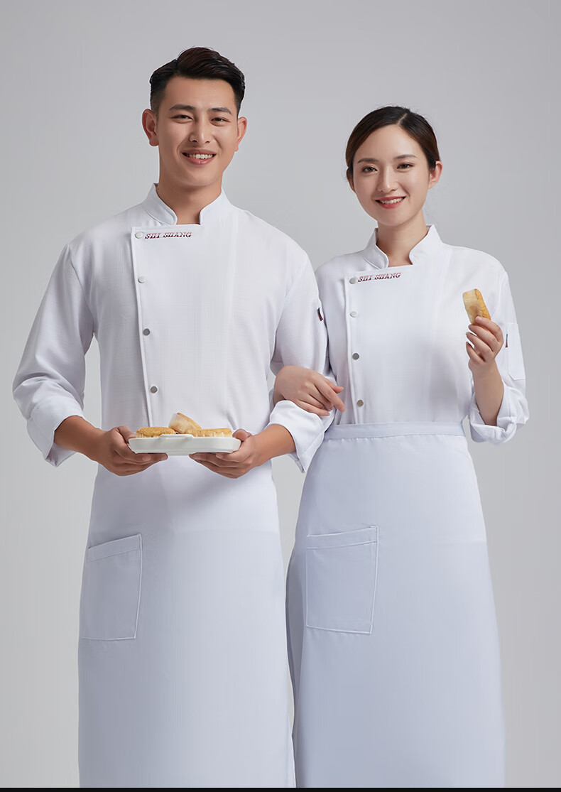 琴羽林亚麻厨师工作服男长袖秋冬装高档酒店餐厅餐饮厨房衣服女套装