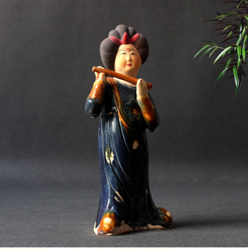 乔普罗(qpl) 唐三彩仕女 仿古仕女陶瓷摆件乐器俑女俑唐俑彩居摆设