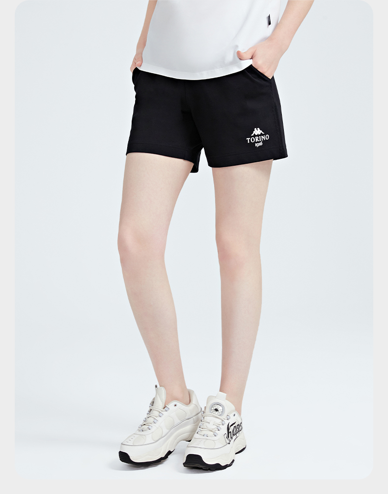 kappa卡帕短裤新夏季女针织字母运动五分裤休闲阔腿短裤k0c42dy02