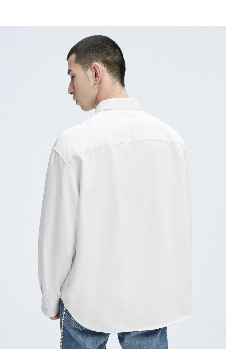 gxg男装生活系列21年冬季新款男士社交百搭翻领白色长袖衬衫白色180xl