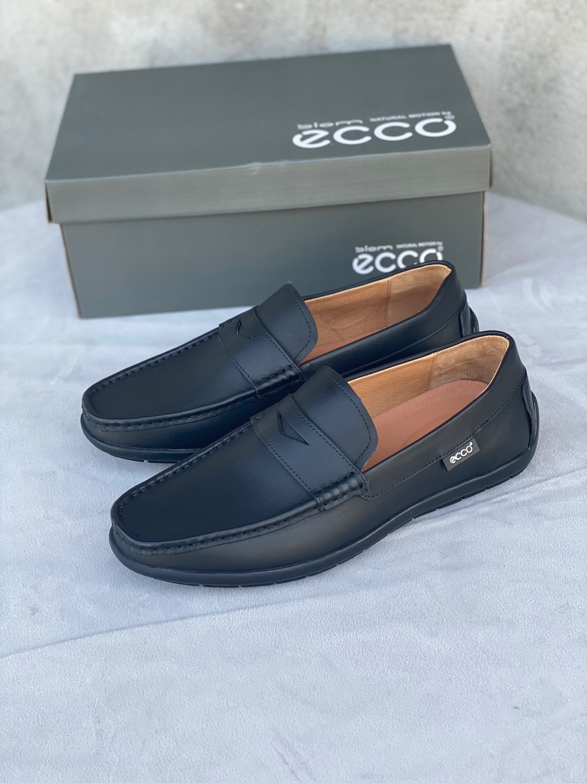 ecco爱步男鞋豆豆鞋一脚蹬乐福鞋轻便舒适日常休闲皮鞋商务鞋 棕色 43