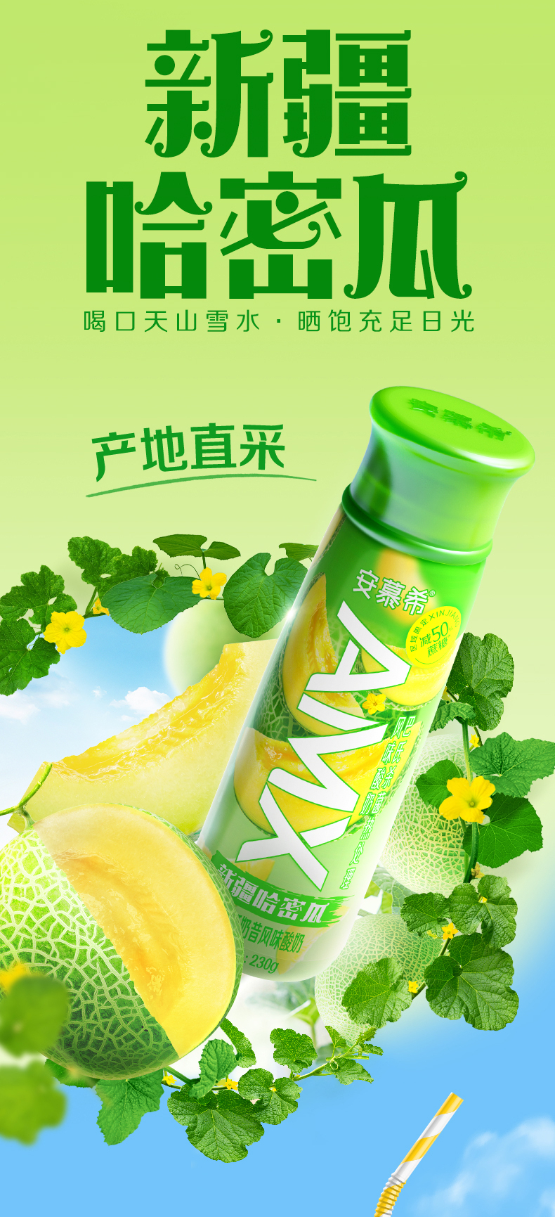 安慕希amx哈密瓜奶昔风味酸奶整箱牛奶230g*2瓶 安慕希哈密瓜奶昔风味
