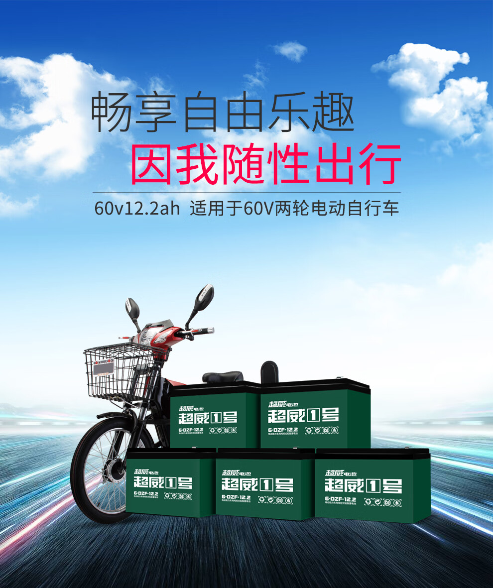超威60v12ah 经典款电池 6-dzf-12(5只装)轻便型两轮电动车电池 电瓶