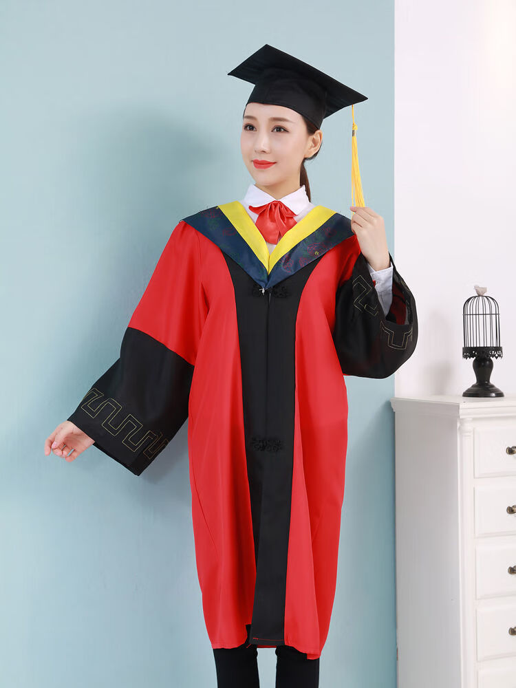 uhfq硕士学位帽导师服大学毕业毕业典礼服装学位服文理工科垂布学位帽