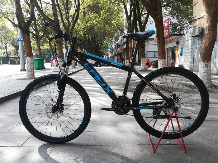 雷克斯自行车laux雷克斯钢架山地车阳光100升级款双碟刹自行车避震