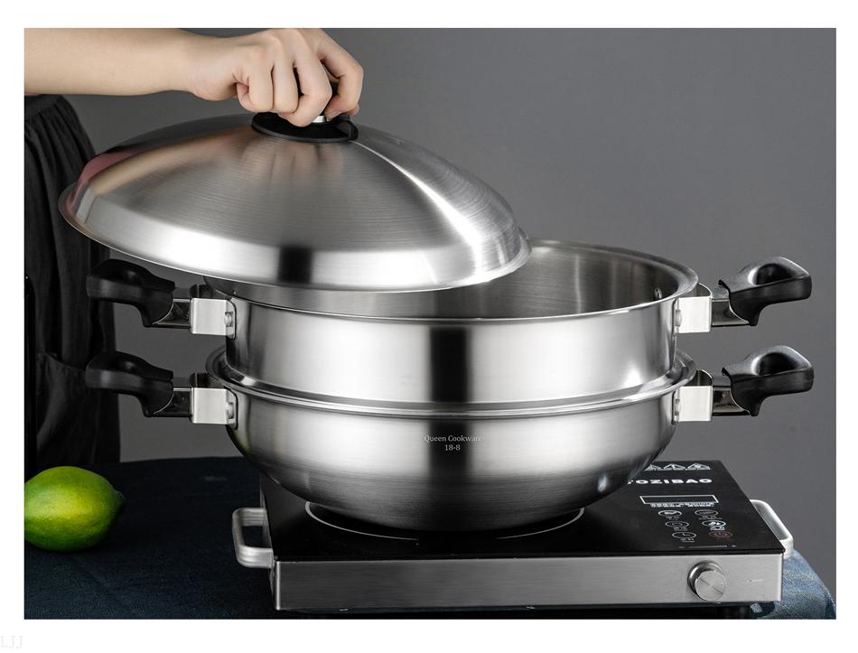 良久皇后炒锅皇后锅304不锈钢家用无水中式炒锅猪蹄钢炒锅皇室菲团购