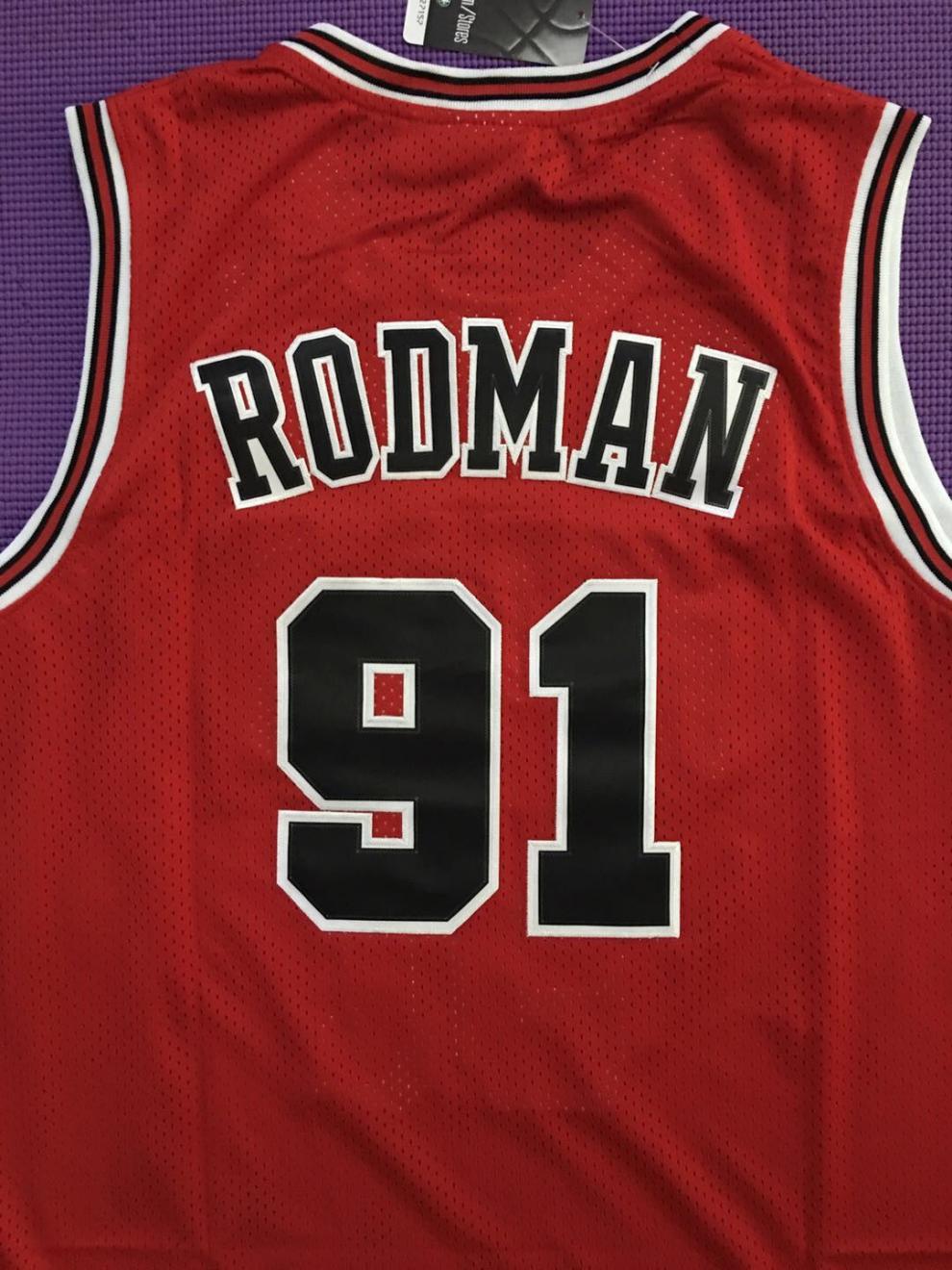 同款/罗德曼球服刺绣公牛队91号rodman大虫97-98赛季复古mn球衣实拍男